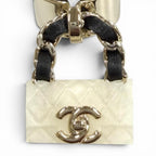 Chanel 23c Quilted Turnlock Bag Charm Ring White Black Gold — view 5
