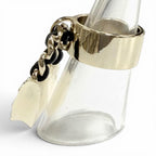 Chanel 23c Quilted Turnlock Bag Charm Ring White Black Gold — view 2