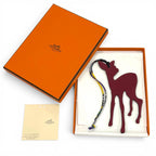 Hermes Petit Ash GM Bambi Bordeaux Khaki Leather Bag Charm — view 2