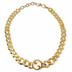 Gucci Blanc D Chain Necklace Interlocking Choker Gold Recommended