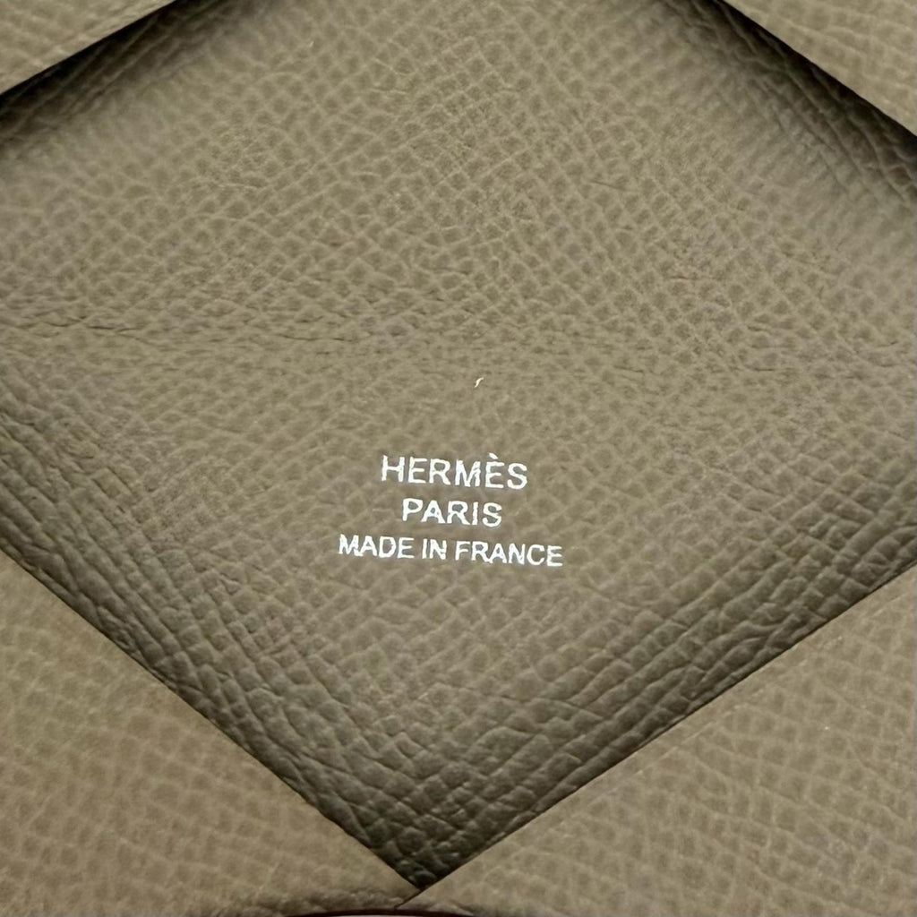 Hermes Calvi Veau Epsom Etoupe Business Card Holder Case — view 7