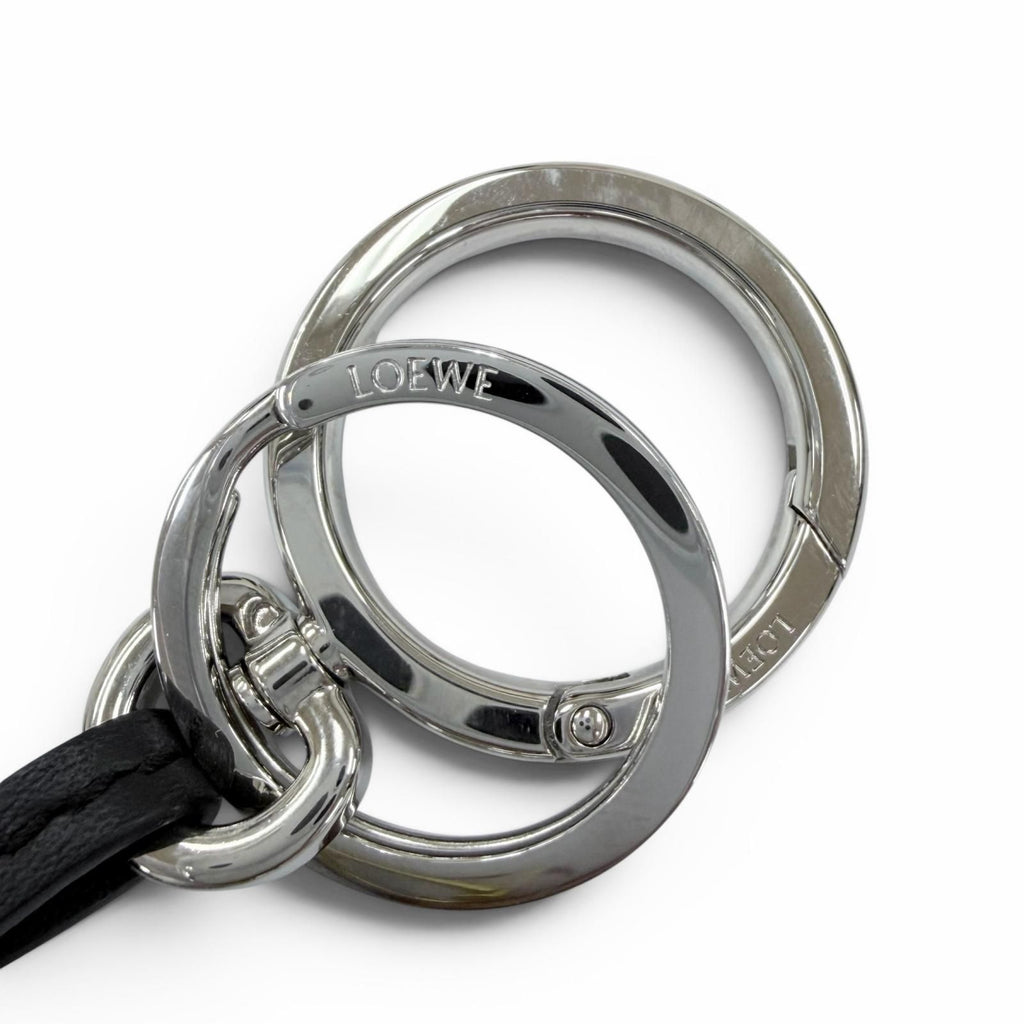 Loewe Leather Anagram Key Holder Key Sling Bag Charm Black Silver — view 4