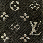Louis Vuitton Echarpe Logo Mania Shine Wool Silk Noir Scarf with Fringe — view 4