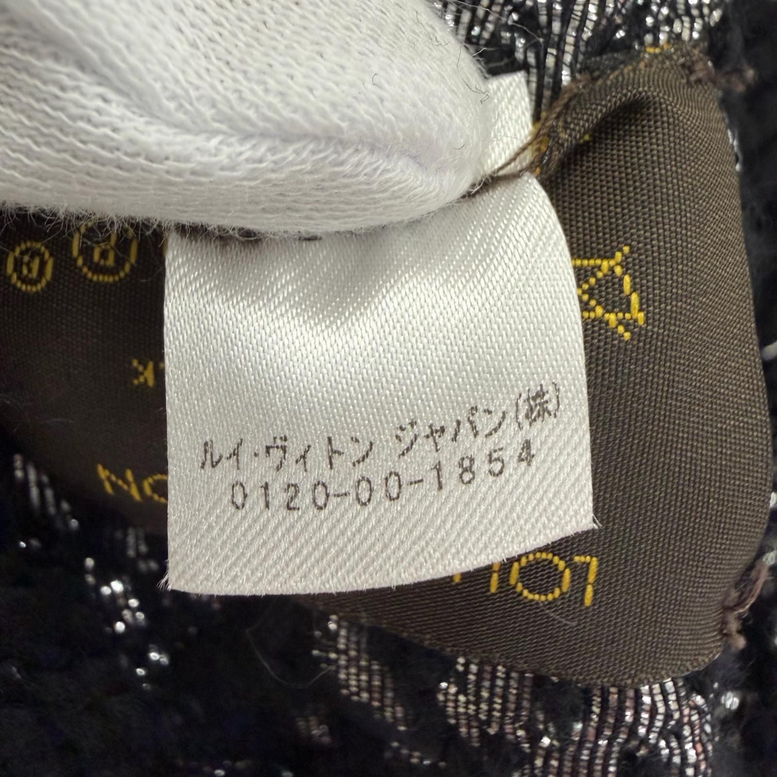 Louis Vuitton Echarpe Logo Mania Shine Wool Silk Noir Scarf with Fringe — view 7