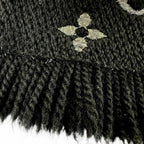 Louis Vuitton Echarpe Logo Mania Shine Wool Silk Noir Scarf with Fringe — view 5