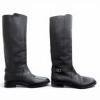 Dior Empreinte CD Buckle Leather Long Boots Black — view 3