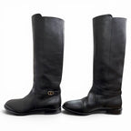 Dior Empreinte CD Buckle Leather Long Boots Black — view 2