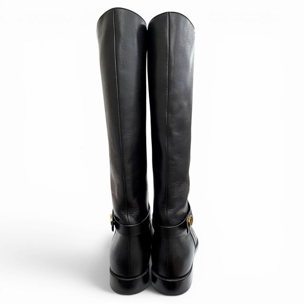 Dior Empreinte CD Buckle Leather Long Boots Black — view 4