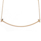 Tiffany & Co 18k Pink Gold T Smile Necklace Large Pendant Bullion
