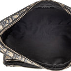 Dior Oblique Saddle Jacquard Crossbody Shoulder Bag Beige Black Fabric Leather — view 4