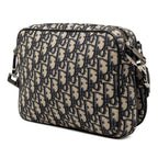 Dior Oblique Saddle Jacquard Crossbody Shoulder Bag Beige Black Fabric Leather — view 2