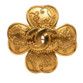 Chanel CC Logo Crowbar Motif Vintage Brooch 96 Gold Plated