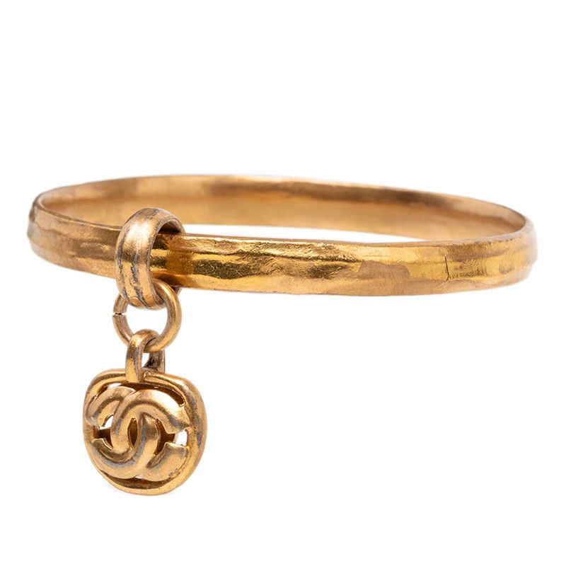 Chanel CC Logo Vintage Bangle 96 Gold Plated 1- Bracelet — view 2