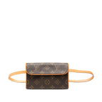 Louis Vuitton Monogram Pochette Florentine Belt Bag Shoulder Back Brown Leather