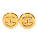 Chanel CC Logo Round Earrings Gold Plated