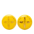 Chanel CC Logo Vintage Round Earrings 97 Gold Yellow Plastic Plated