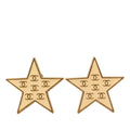 Chanel CC Logo Star Motif Earrings 01 Gold White Plated