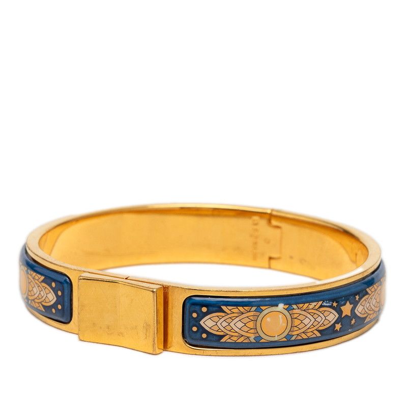 Hermes Enamel PM Cloisonne Bracelet Gold Blue Plated — view 2