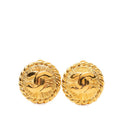 Chanel CC Logo Round Earrings Gold Plated