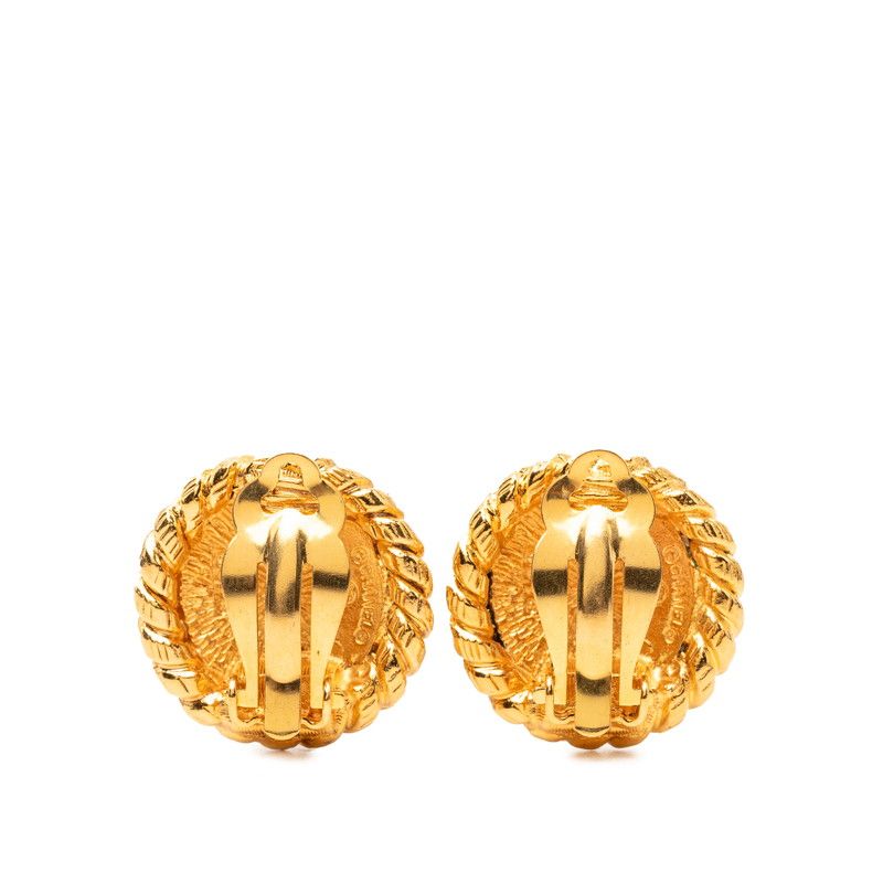 Chanel CC Logo Round Earrings Gold Plated — view 2