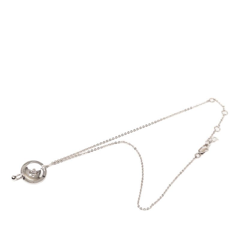 Dior Button Motif Chain Pendant Silver Metal — view 2