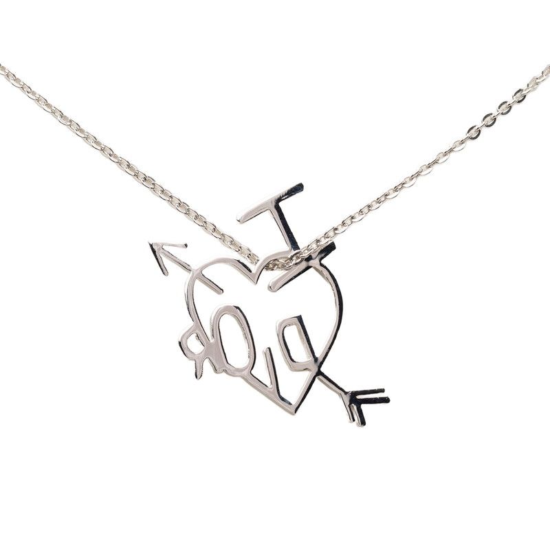 Dior I Love Heart Arrow Chain Pendant Silver Metal — view 3