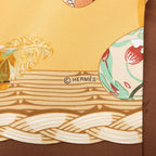 Hermes Carre 90 Couvee D'hermes Egg Scarf Large Brown Beige Silk — view 7