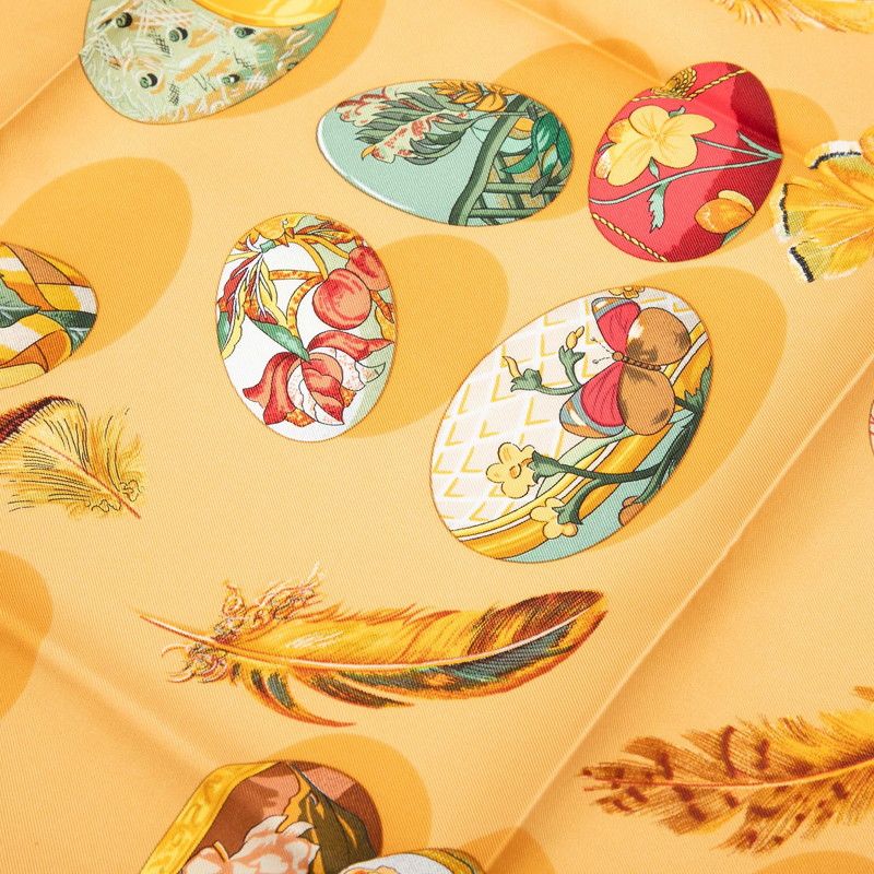 Hermes Carre 90 Couvee D'hermes Egg Scarf Large Brown Beige Silk — view 6