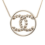 Chanel CC Logo Round Necklace Gold Plated Rhinestone — view 2
