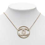Chanel CC Logo Round Necklace Gold Plated Rhinestone — view 5