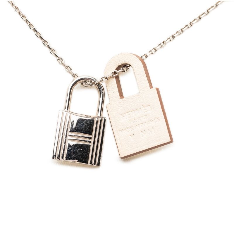 Hermes O'Kelly PM Chain Pendant Silver Ivory Metal Leather