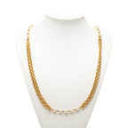 Chanel Chain Long Necklace Double Strand Gold Plated Faux Pearl
