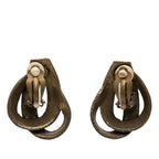 Hermes Logo Ribbon Motif Earrings Gold Plated — view 2