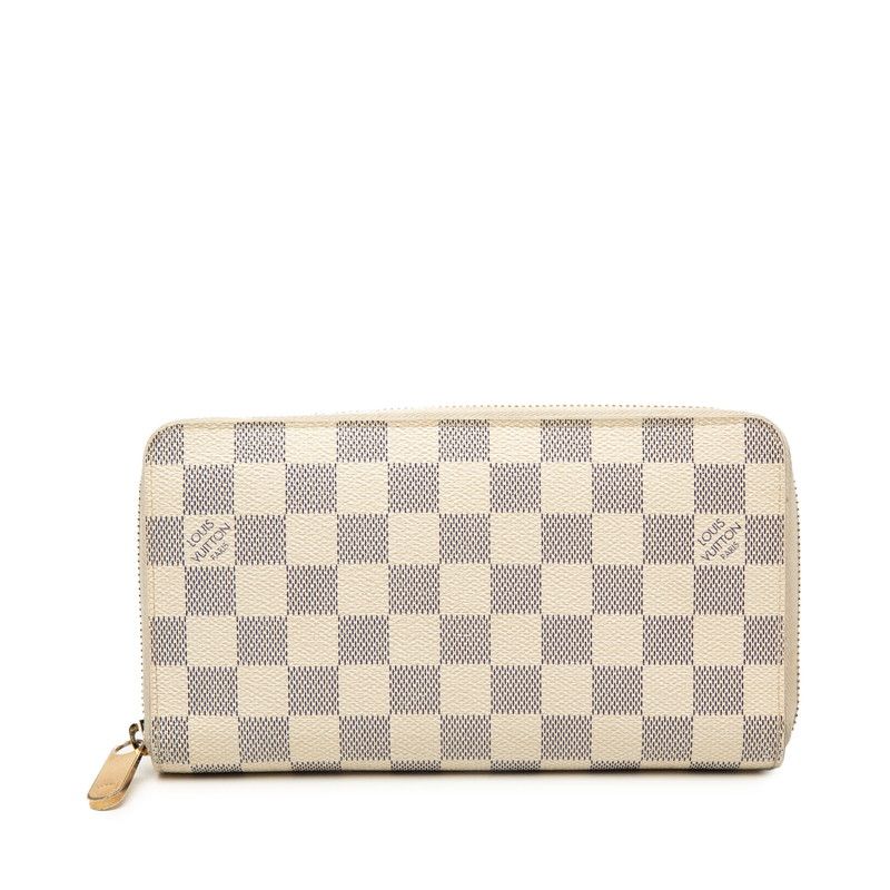Louis Vuitton Damier Azur Zippy Organizer Wallet White Leather