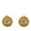 Chanel CC Logo Vintage Earrings Gold Plated