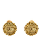 Chanel CC Logo Vintage Earrings Gold Plated