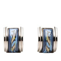 Hermes Enamel Cloisonne Dolphin Pattern Earrings Gold Multicolor Plated