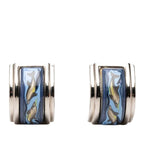 Hermes Enamel Cloisonne Dolphin Pattern Earrings Gold Multicolor Plated