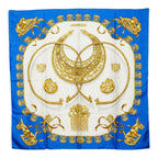 Hermes Carre 90 les Cavaliers D'or Yellow Gold Knight Scarf Large Blue Multicolo