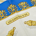Hermes Carre 90 les Cavaliers D'or Yellow Gold Knight Scarf Large Blue Multicolo — view 2