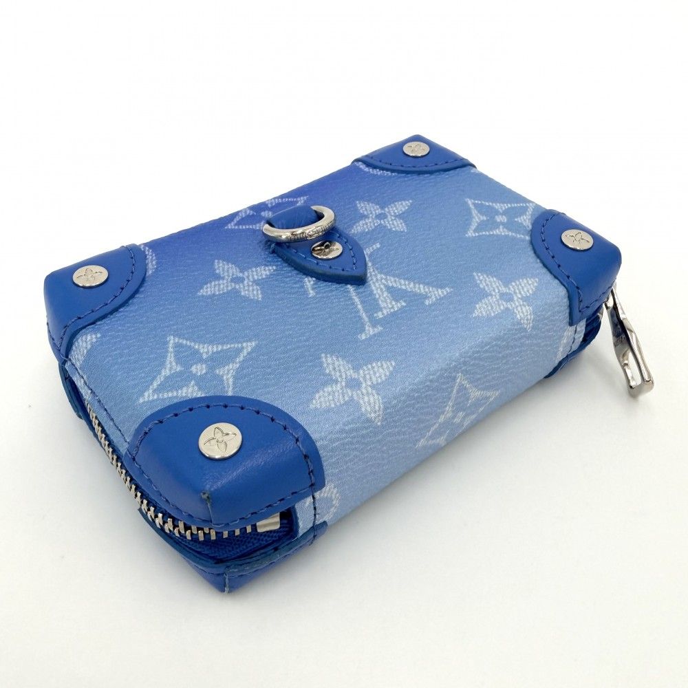 Louis Vuitton Coin Case Monogram Clouds Soft Trunk Necklace Wallet Purse Blue — view 3