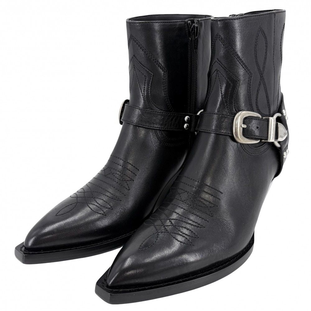 Celine Boots Moon Short Shoes 39 Leather Black Silver