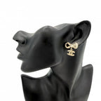 Chanel Earrings Ribbon CC Logo Swing Rhinestone Gold — view 2