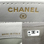 Chanel Card Case Quilted CC Logo Set Era Classic Holder Lambskin Gray Gold — view 5