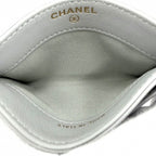 Chanel Card Case Quilted CC Logo Set Era Classic Holder Lambskin Gray Gold — view 4