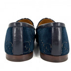 Gucci Loafers Horsebit GG Velvet 6 Sizes Velour Navy Antique Gold — view 4