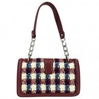 Chanel Shoulder Bag CC Logo Check Tweed Leather Red Silver — view 2
