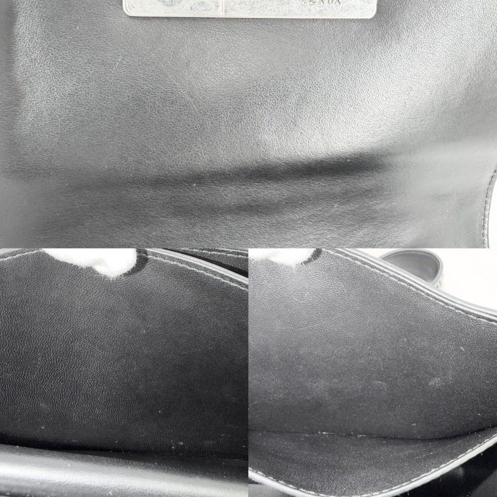Prada Shoulder Bag Cahier Diagram Bag Crossbody Nylon Black Silver — view 8