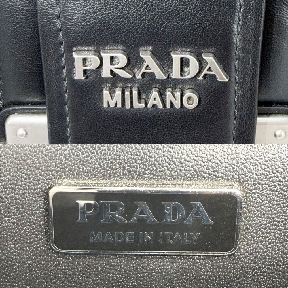 Prada Shoulder Bag Cahier Diagram Bag Crossbody Nylon Black Silver — view 5