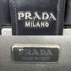 Prada Shoulder Bag Cahier Diagram Bag Crossbody Nylon Black Silver — view 5